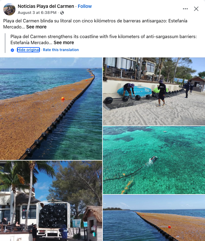 Archived facebook post by Noticias Playa del Carmen